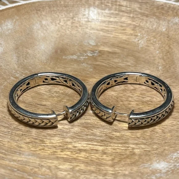 *SOLD* Scott Kay Basket Weave Hoop 925 Sterling Silver Earrings - Picture 8 of 16